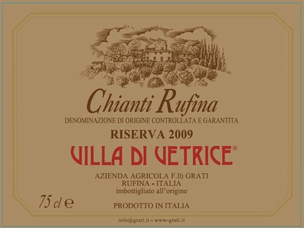 Fattorie Di Galiga E Vetrice Chianti Rufina Riserva 2009 Front Label