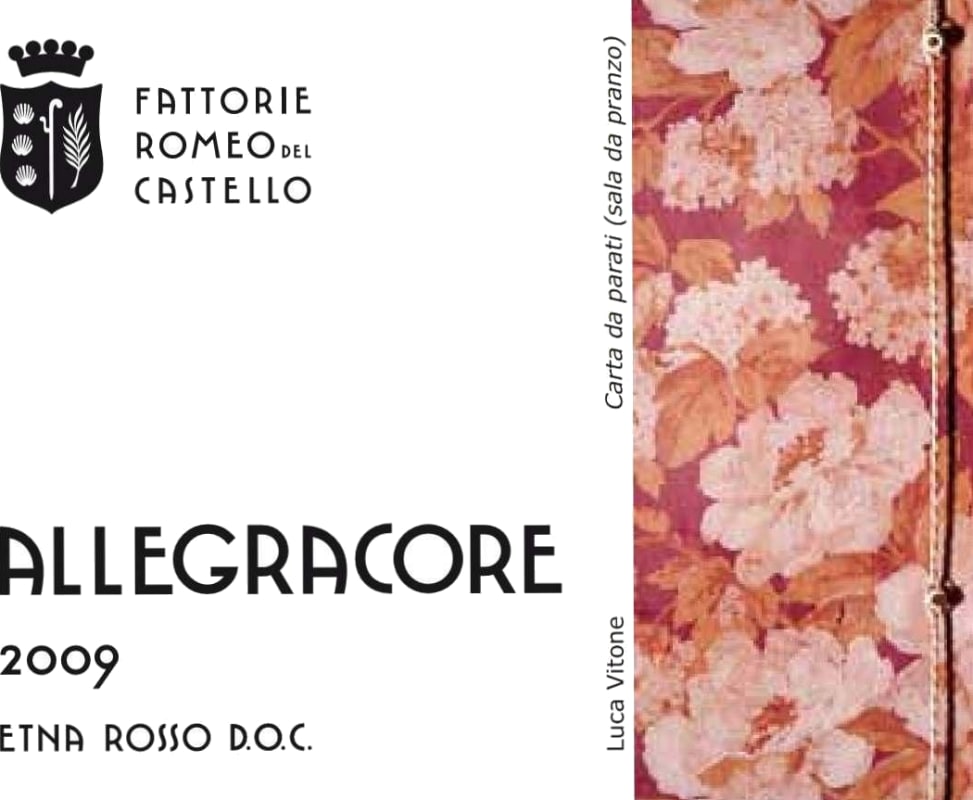 Fattorie Romeo del Castello Etna Allegracore Rosso 2009 Front Label