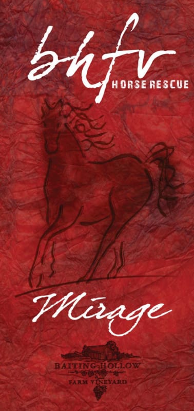 Baiting Hollow Farm Vineyard BHFV Horse Rescue Mirage 2010 Front Label