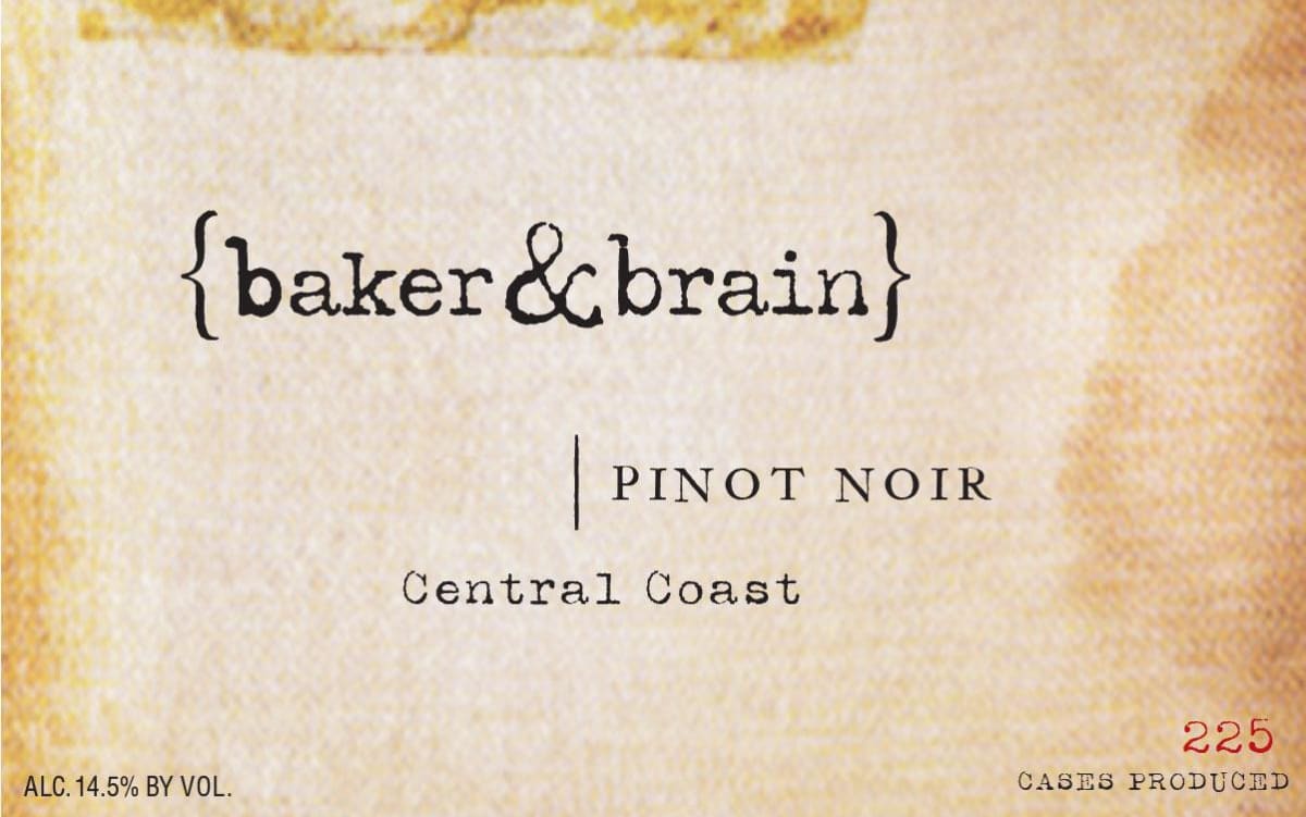 Baker & Brain Pinot Noir 2013 Front Label