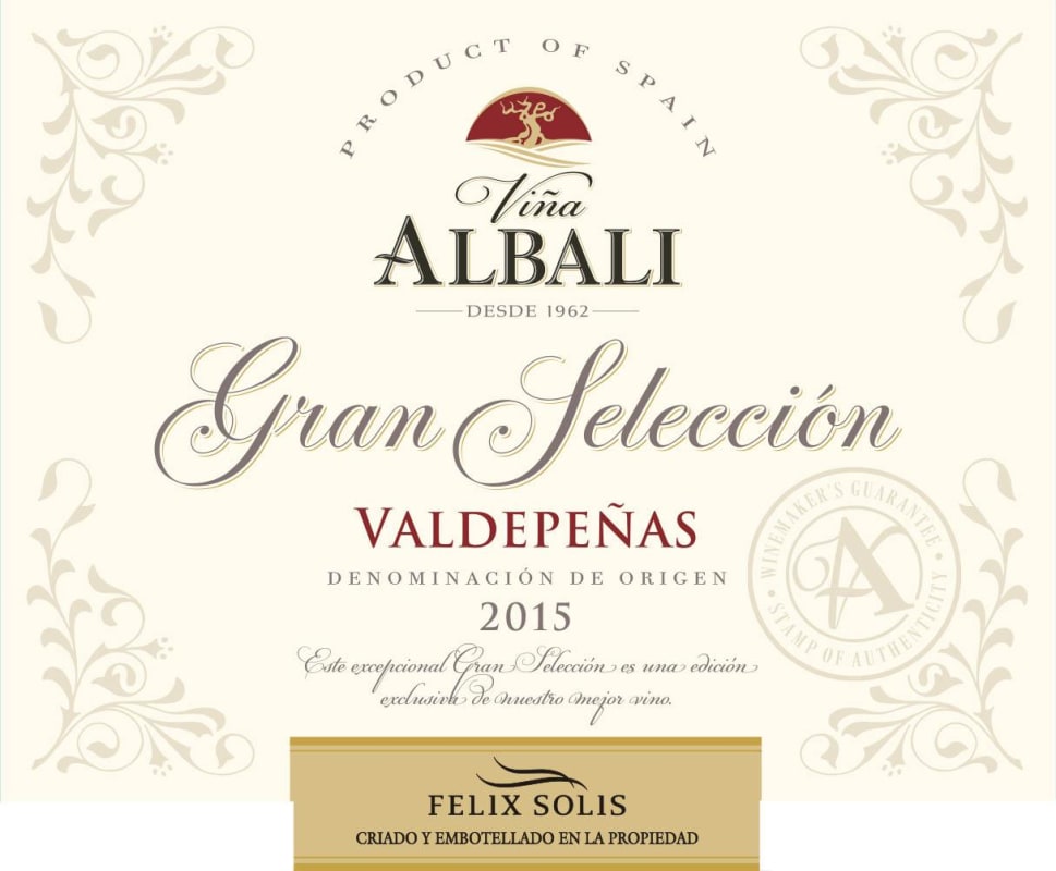 Felix Solis Avantis Valdepenas Vina Albali Gran Seleccion 2015 Front Label