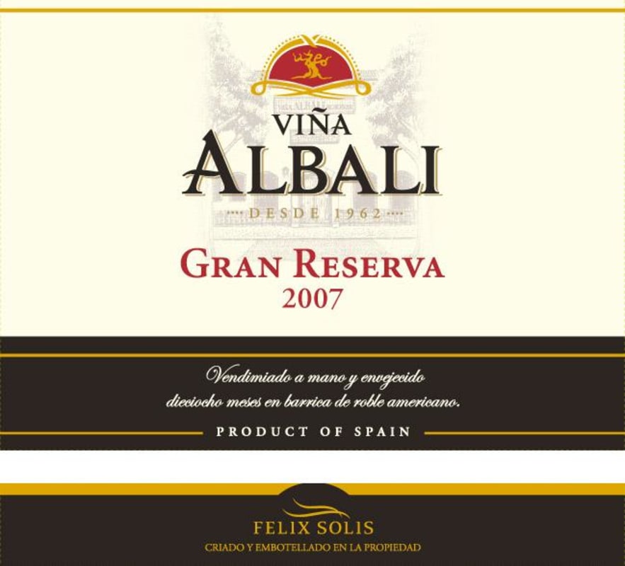 Felix Solis Avantis Valdepenas Vina Albali Gran Reserva 2007 Front Label