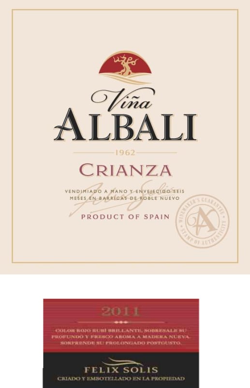 Felix Solis Avantis Valdepenas Vina Albali Crianza 2011 Front Label