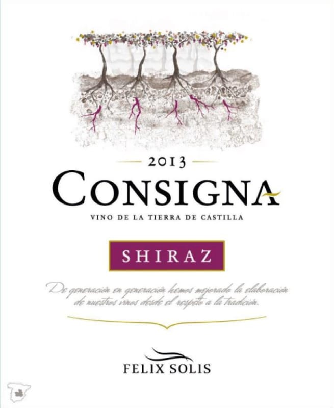 Felix Solis Avantis Consigna Vino de la Tierra Shiraz 2013 Front Label
