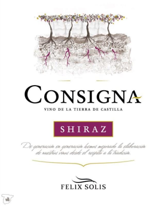 Felix Solis Avantis Consigna Vino de la Tierra Shiraz 2014 Front Label