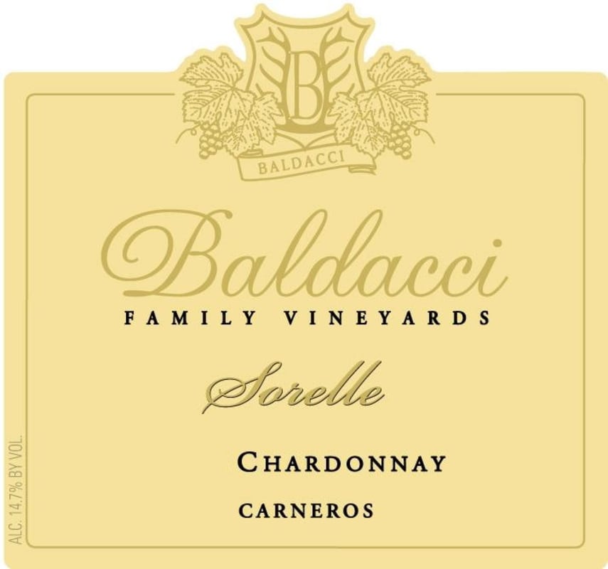 Baldacci Family Vineyards Sorelle Chardonnay 2012 Front Label