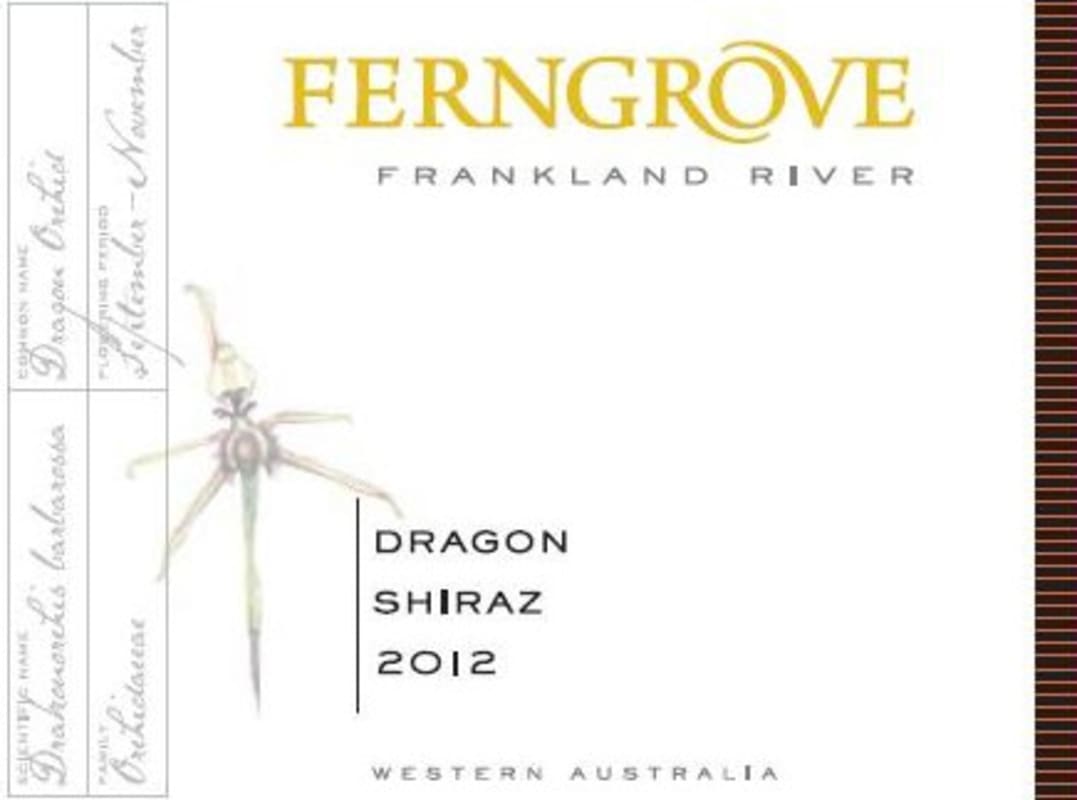 Ferngrove Winery Dragon Shiraz 2012 Front Label