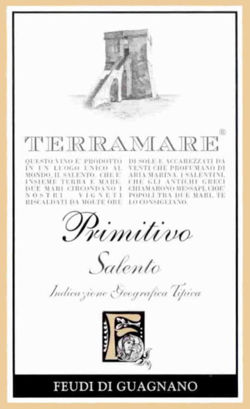Feudi di Guagnano Salento Terramare Primitivo 2012 Front Label