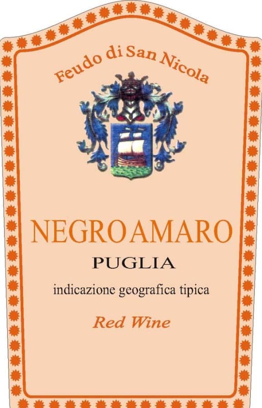Feudo di San Nicola Puglia Negroamaro 2010 Front Label