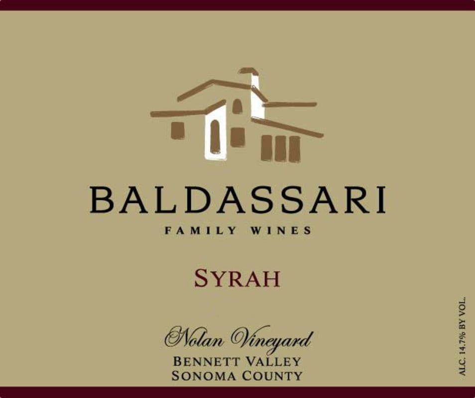 Baldassari Family Wines Nolan Syrah 2012 Front Label