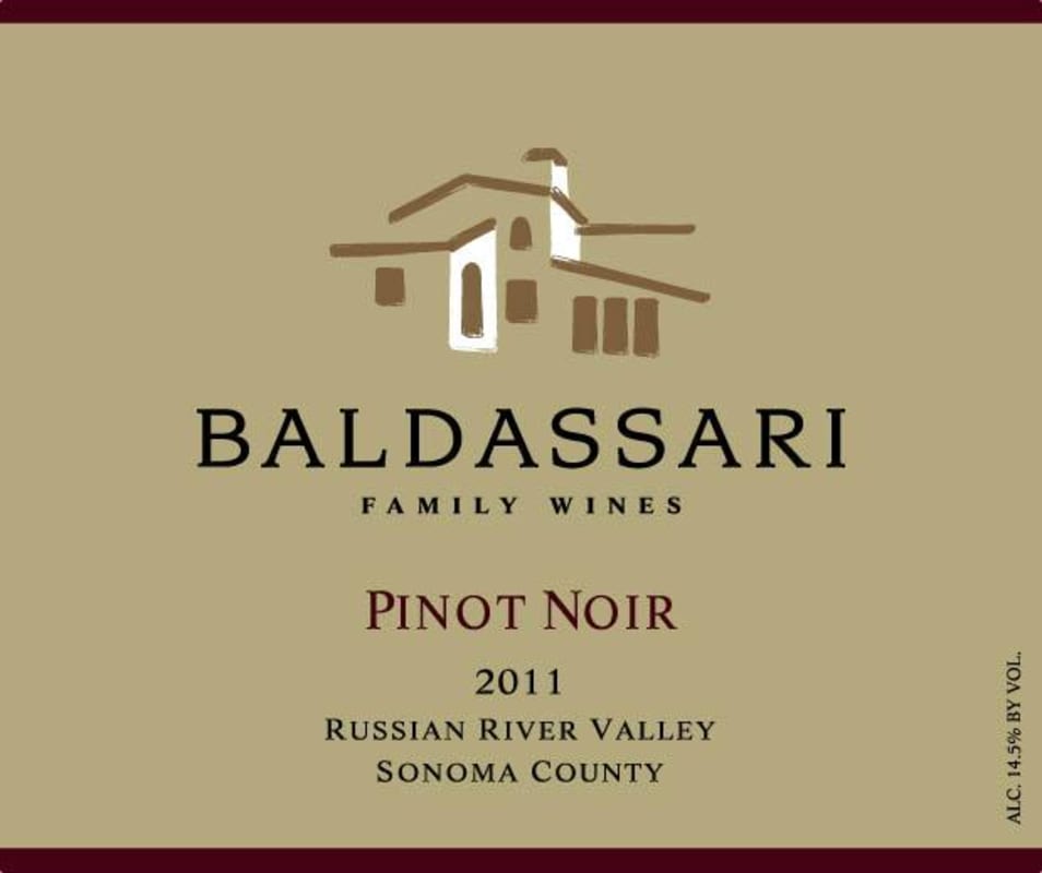 Baldassari Family Wines Pinot Noir 2011 Front Label