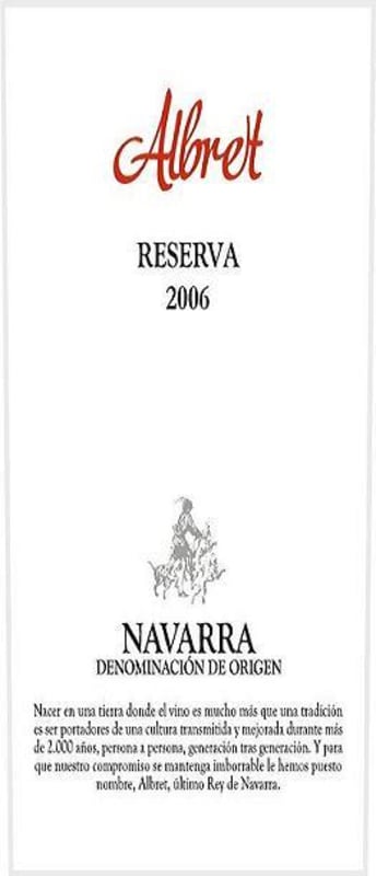 Finca Albret Reserva 2006 Front Label