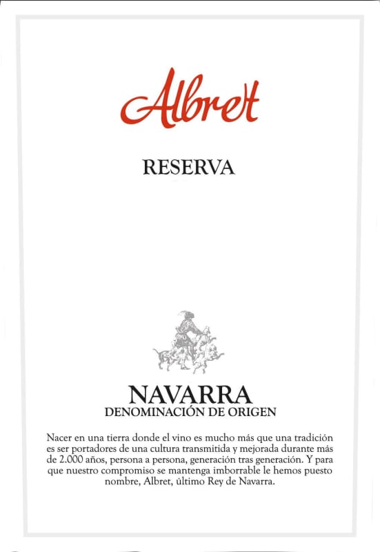 Finca Albret Reserva 2010 Front Label