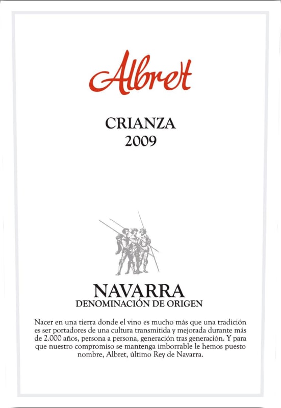 Finca Albret Finca Albret Crianza 2009 Front Label