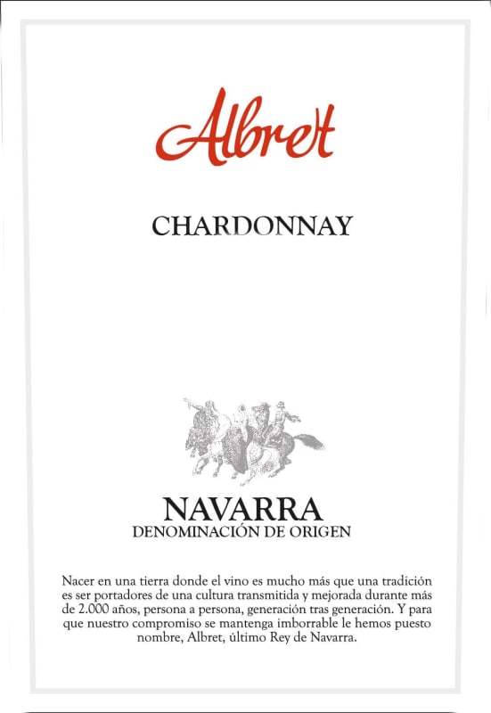 Finca Albret Chardonnay 2015 Front Label