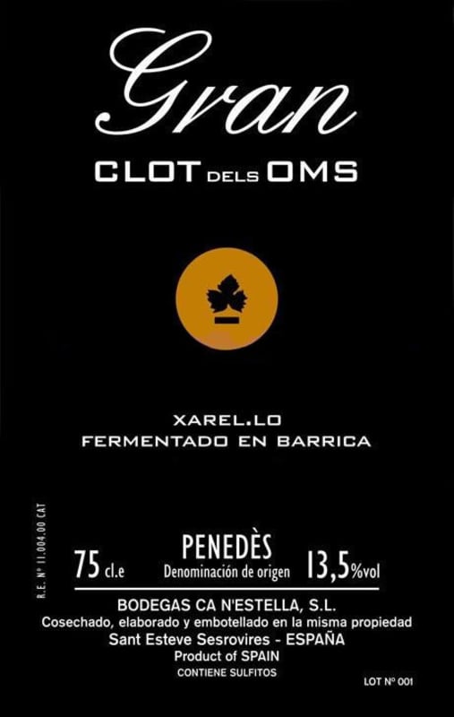 Finca ca n'Estella Gran Clot dels Oms Xarel-lo 2013 Front Label
