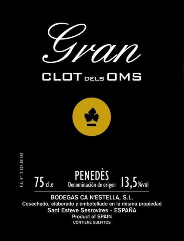 Finca ca n'Estella Gran Clot dels Oms Blanco 2013 Front Label