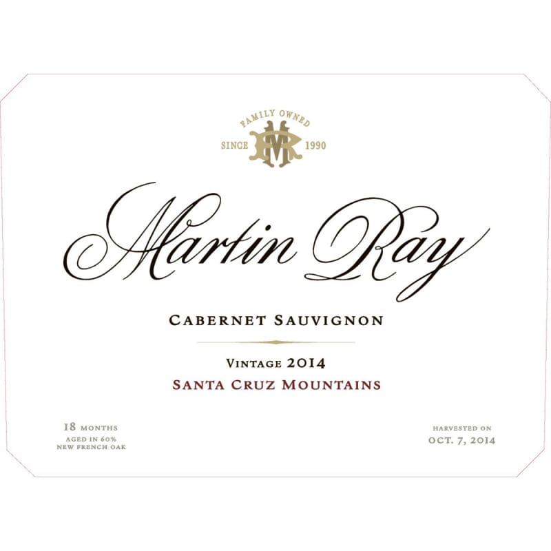 Martin Ray Santa Cruz Mountains Cabernet Sauvignon 2014 Front Label