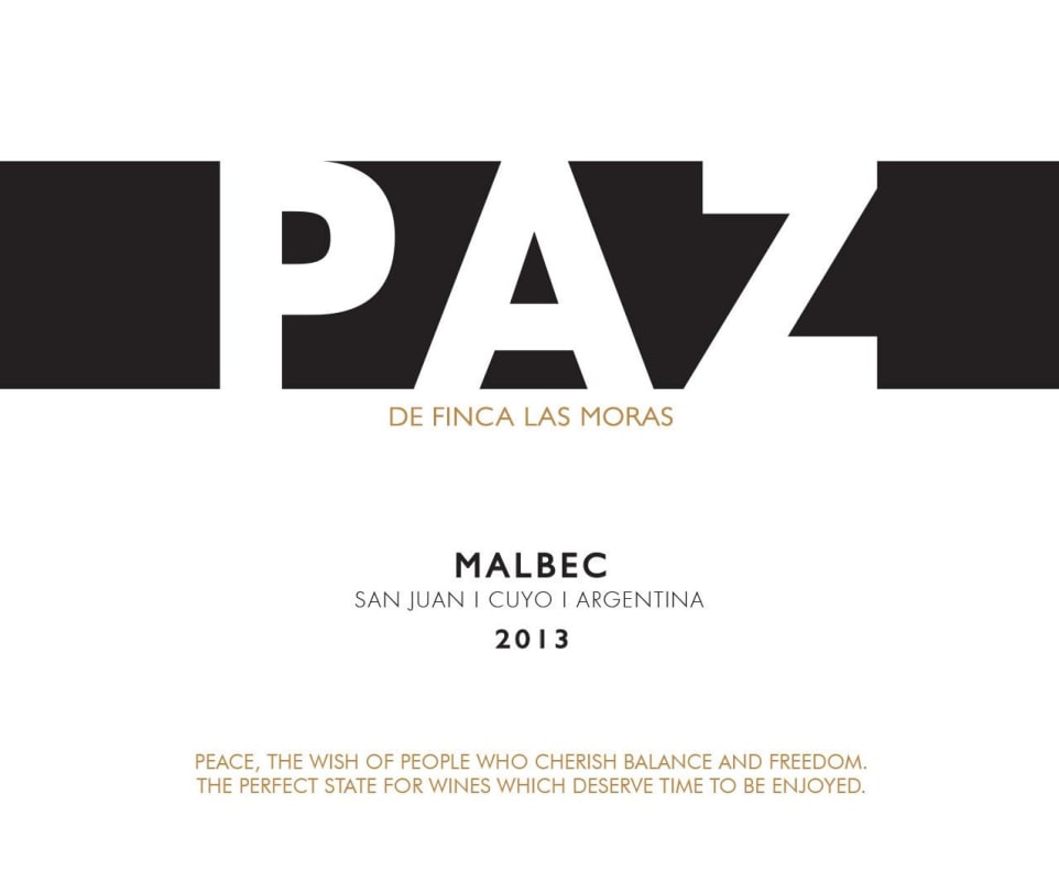 Finca Las Moras Paz Malbec 2013 Front Label
