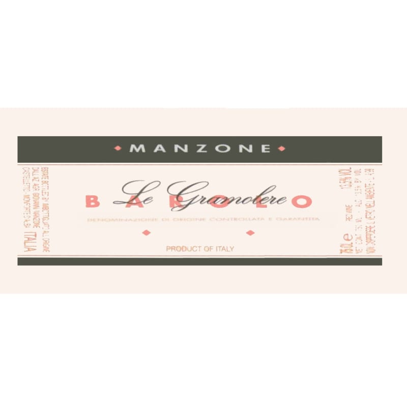 Manzone Barolo Le Gramolere Riserva 1996 Front Label