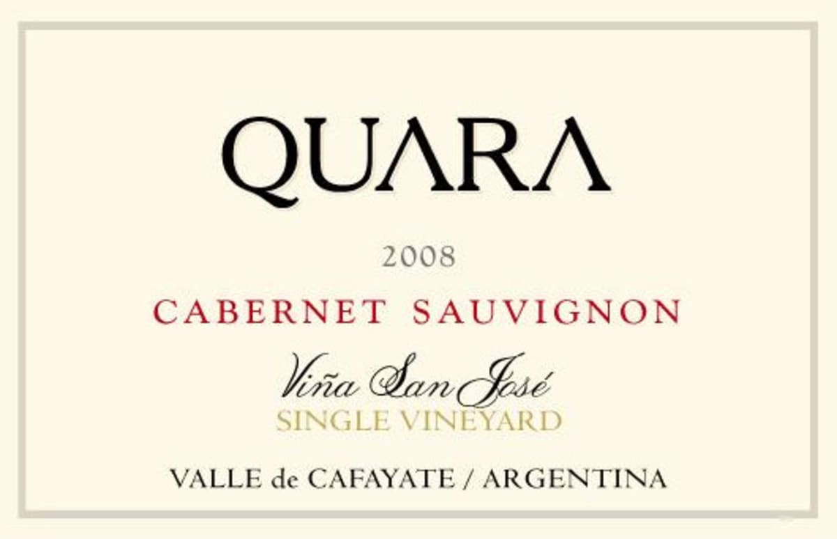 Finca Quara Vina San Jose Single Vineyard Cabernet Sauvignon 2008 Front Label