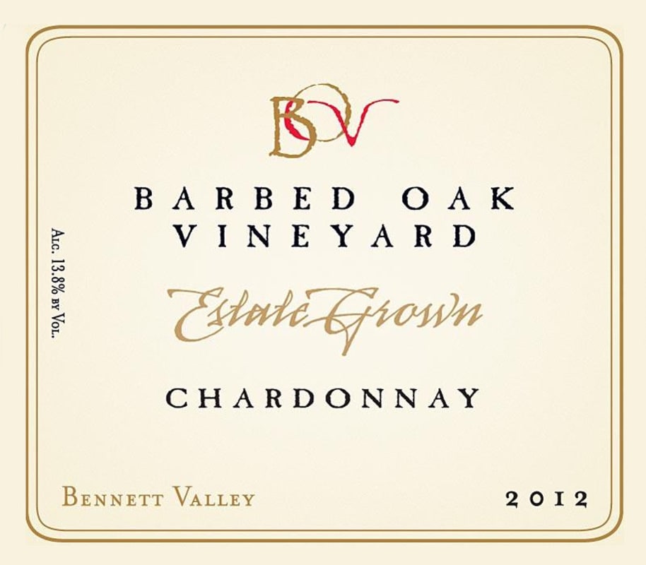 Barbed Oak Vineyard Estate Grown Chardonnay 2012 Front Label