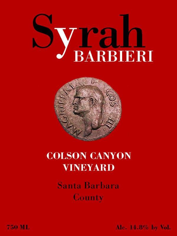 Barbieri Wine Company Colson Canyon Syrah 2009 Front Label