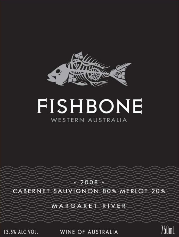 Fishbone Wines Black Label Cabernet Sauvignon Merlot 2008 Front Label