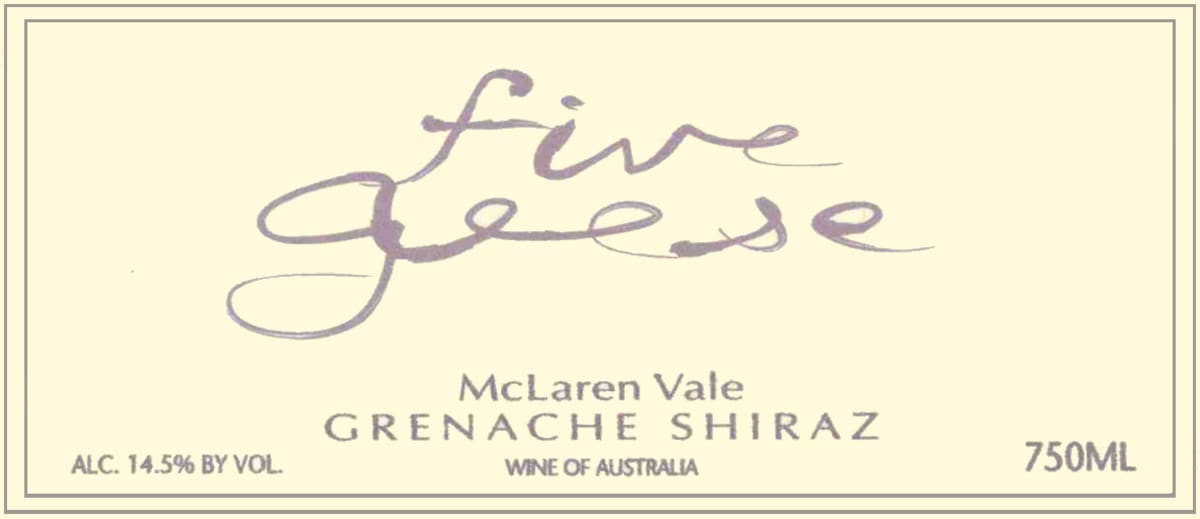Five Geese Grenache Shiraz 2005 Front Label