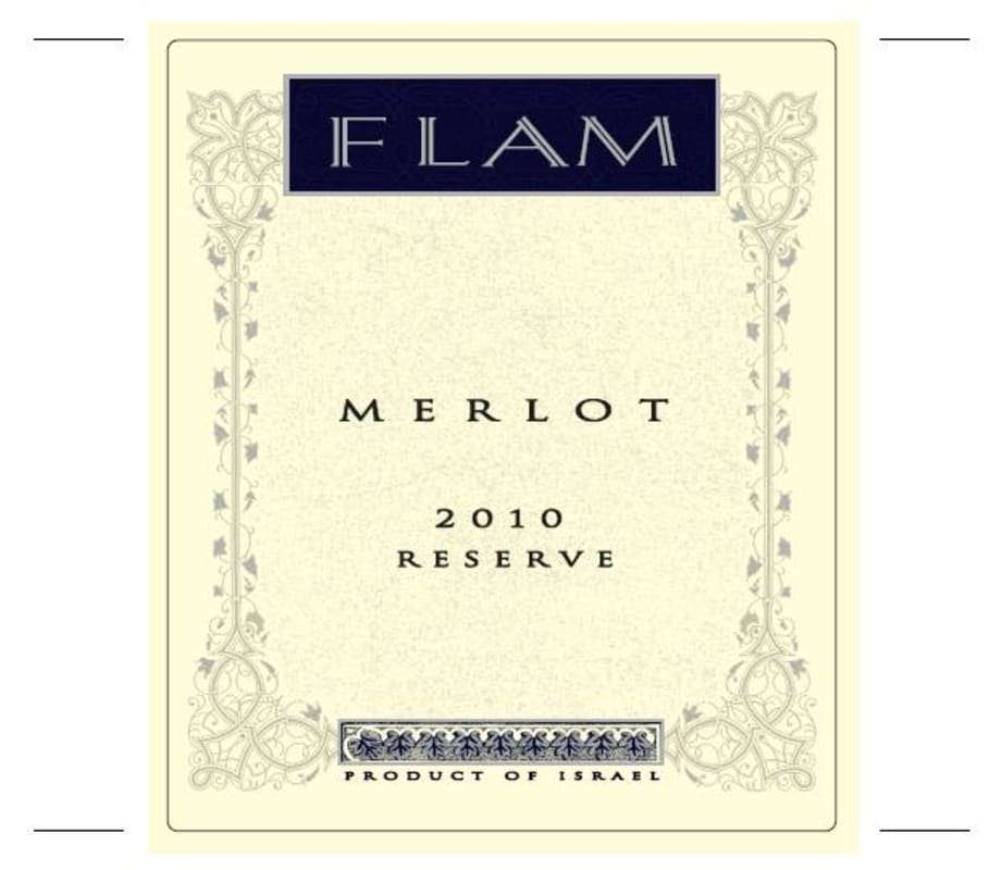 Flam Galilee Reserve Merlot 2010 Front Label