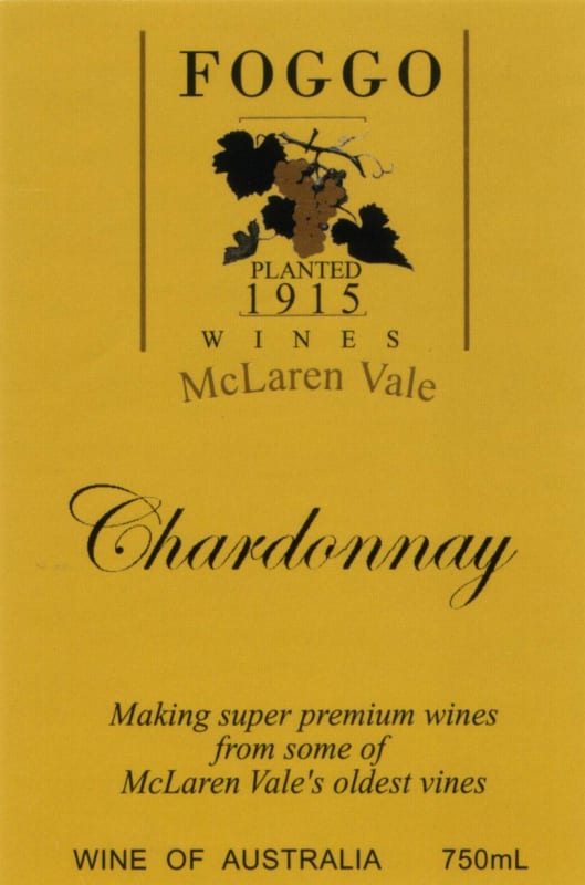 Foggo Wines Chardonnay 2003 Front Label