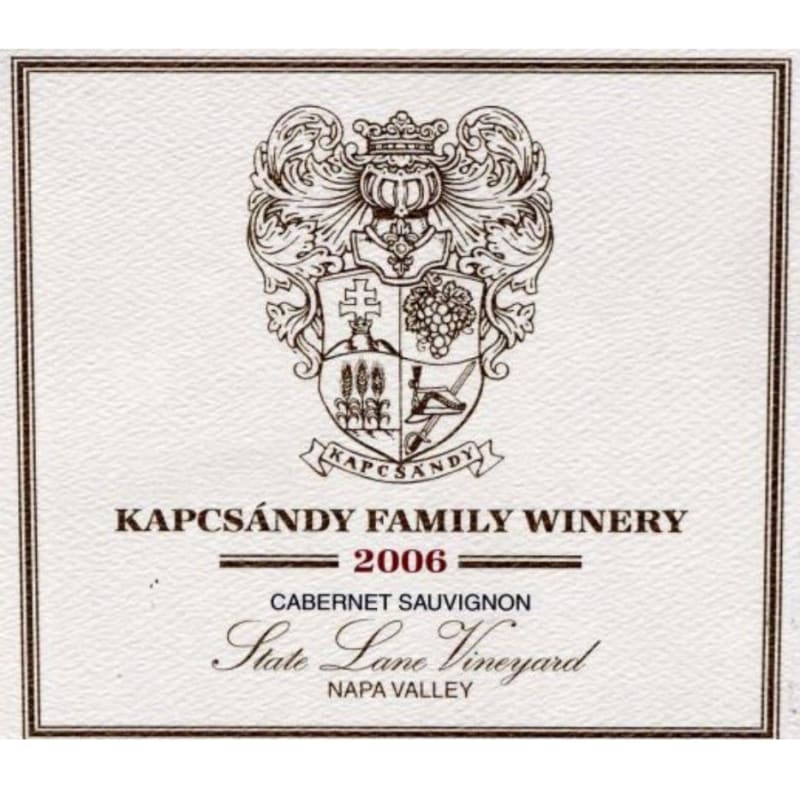 Kapcsandy Family Winery State Lane Cabernet Sauvignon Grand Vin 2006 Front Label