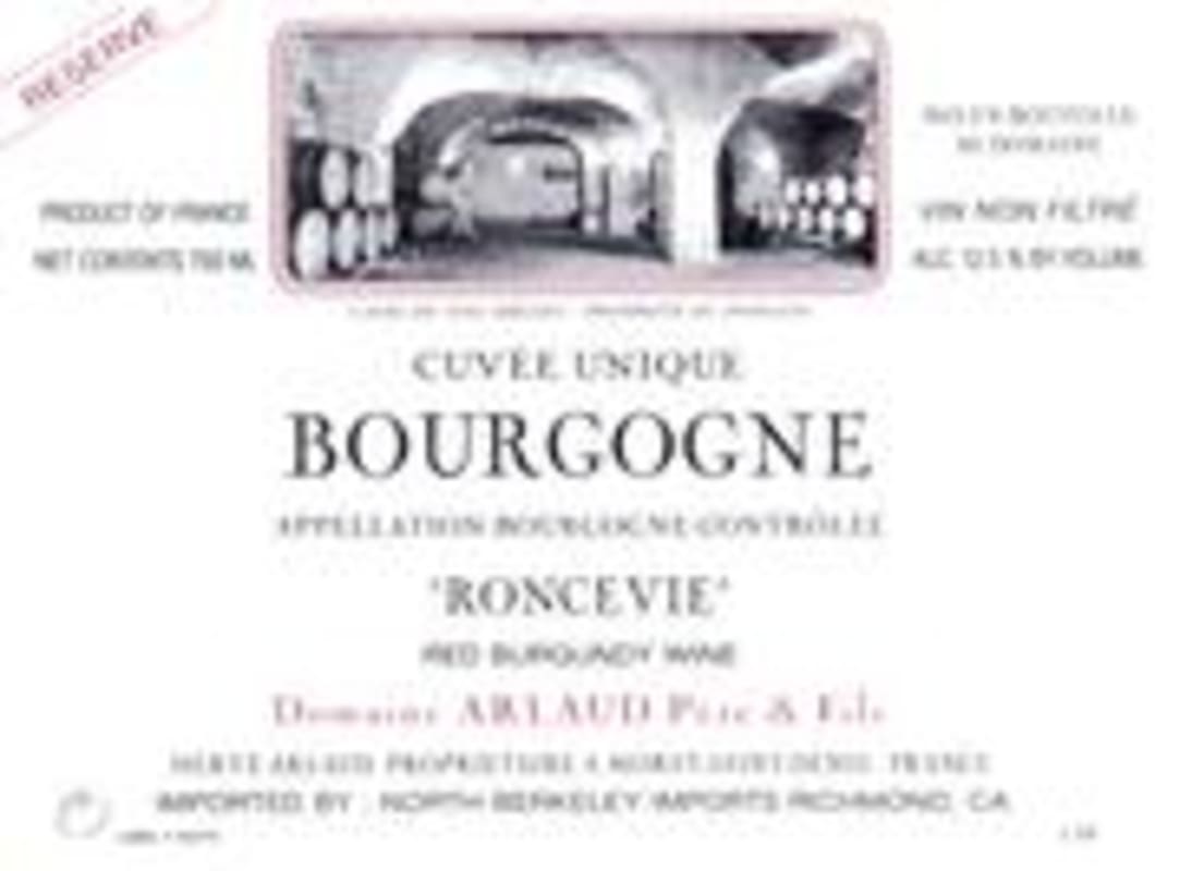 Domaine Arlaud Bourgogne Roncevie Vieilles Vignes Rouge 1998 Front Label