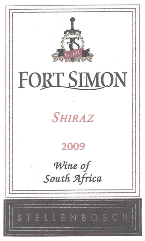 Fort Simon Estate Shiraz 2009 Front Label