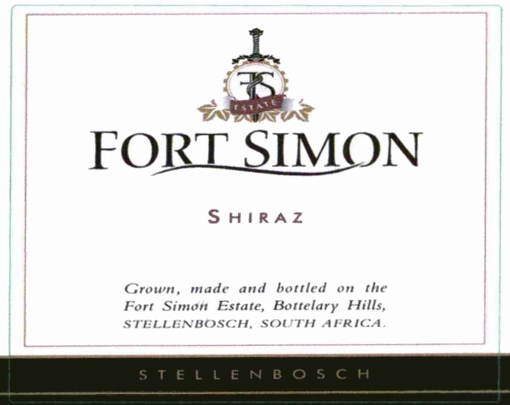 Fort Simon Estate Shiraz 2004 Front Label