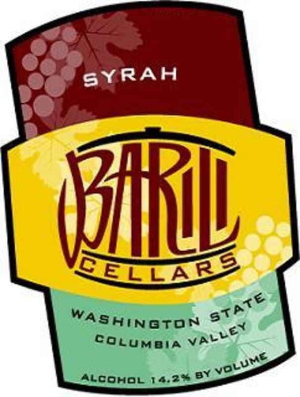 Barrili Cellars Syrah 2012 Front Label