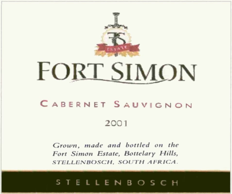 Fort Simon Estate Cabernet Sauvignon 2001 Front Label