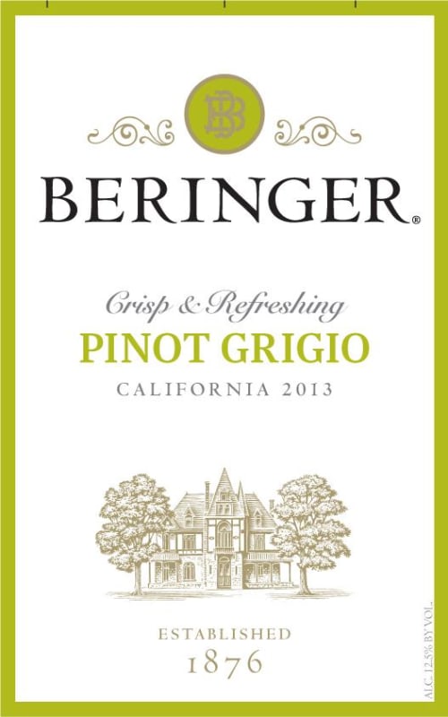 Beringer Pinot Grigio 2013 Front Label