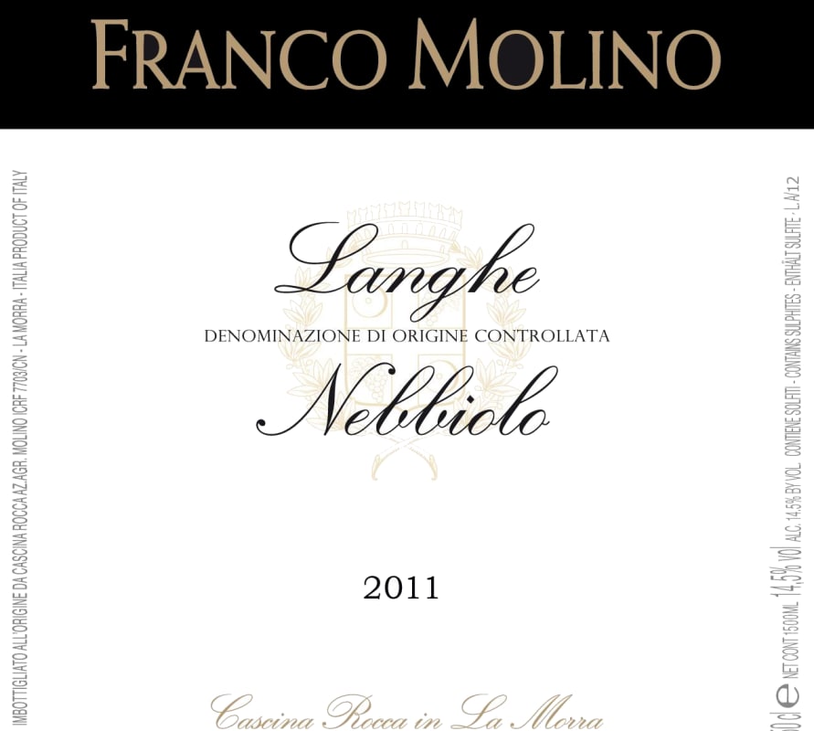 Bodega Dante Robino Langhe Nebbiolo 2011 Front Label
