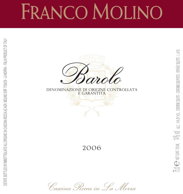 Bodega Dante Robino Barolo Bricco Zuncai e Bricco Rocca 2006 Front Label