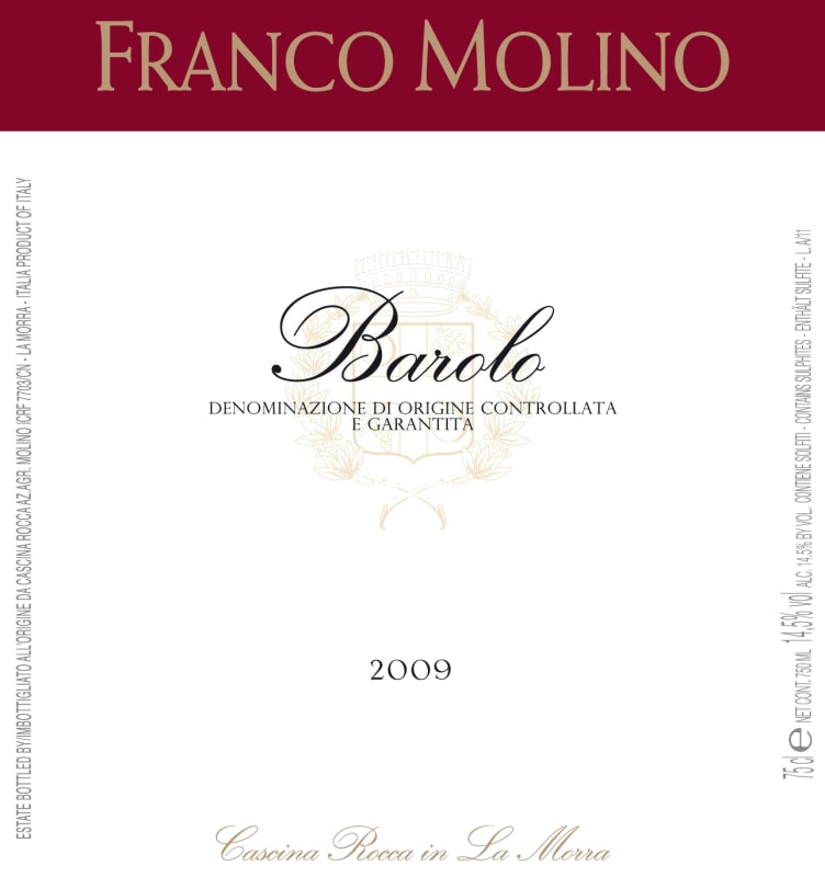 Bodega Dante Robino Barolo Bricco Zuncai e Bricco Rocca 2009 Front Label