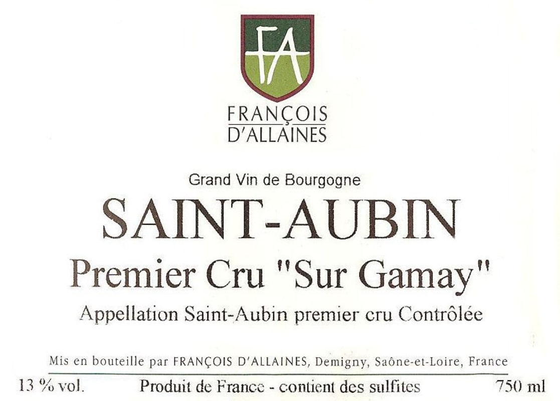 Francois D'Allaines Saint-Aubin Sur Gamay Premier Cru 2010 Front Label