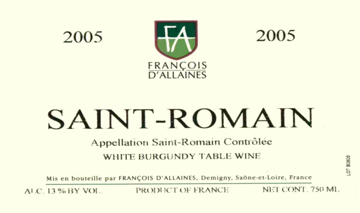 Francois D'Allaines Saint-Romain 2005 Front Label