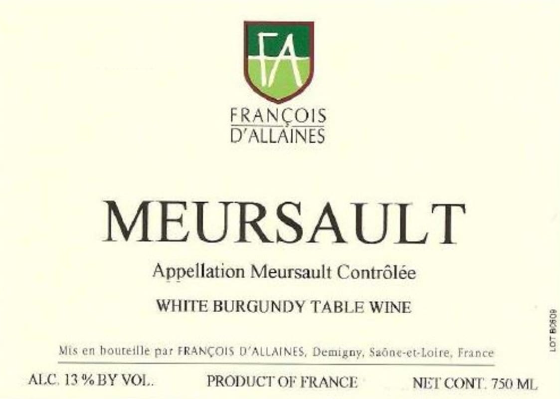 Francois D'Allaines Meursault 2011 Front Label