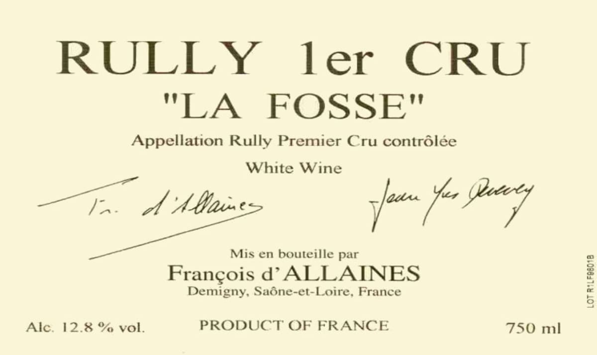 Francois D'Allaines Rully La Fosse Premier cru 2002 Front Label