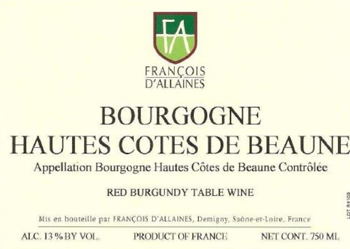 Francois D'Allaines Bourgogne Hautes Cotes de Beaune 2013 Front Label