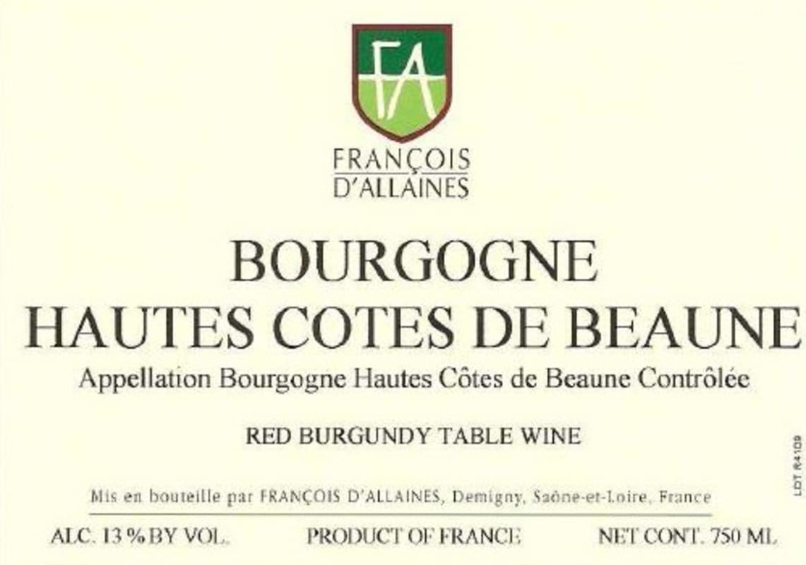 Francois D'Allaines Bourgogne Hautes Cotes de Beaune 2011 Front Label