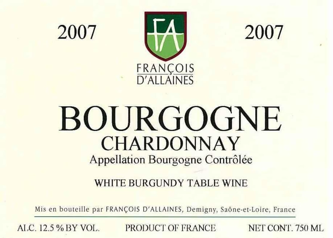 Francois D'Allaines Bourgogne Chardonnay 2007 Front Label