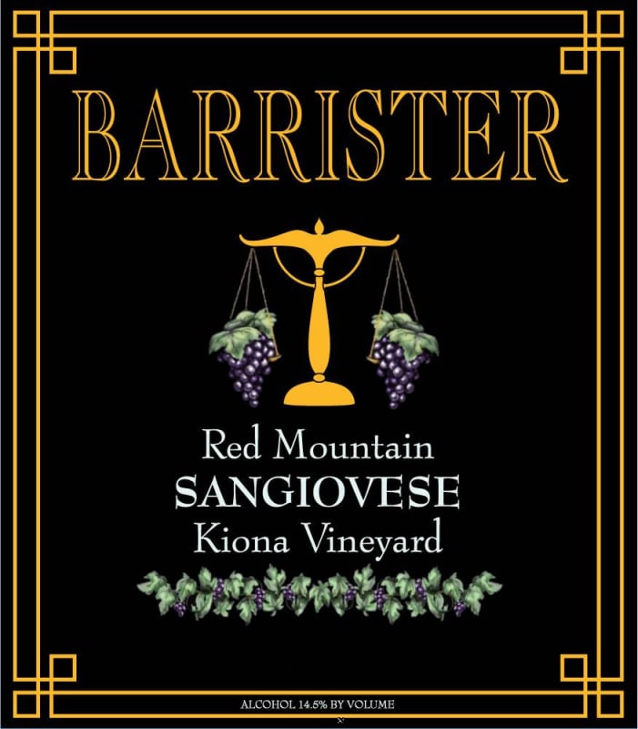 Barrister Winery Kiona Estate Sangiovese 2009 Front Label
