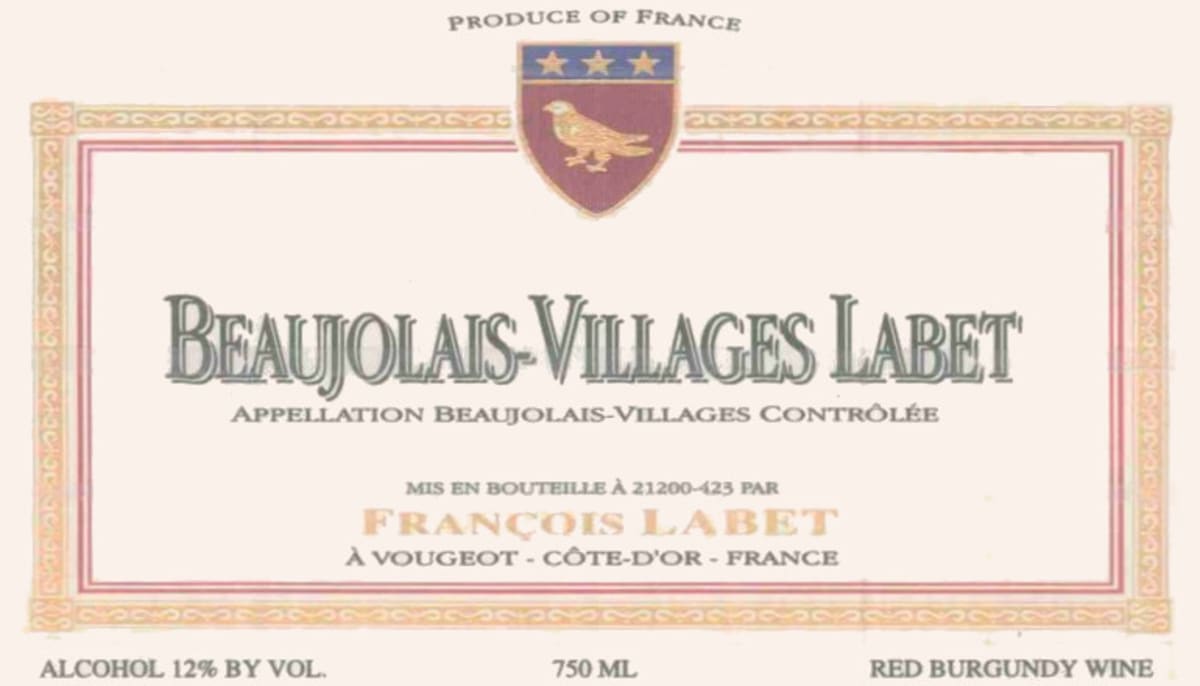Francois Labet Beaujolais Villages 2008 Front Label